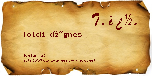 Toldi Ágnes névjegykártya